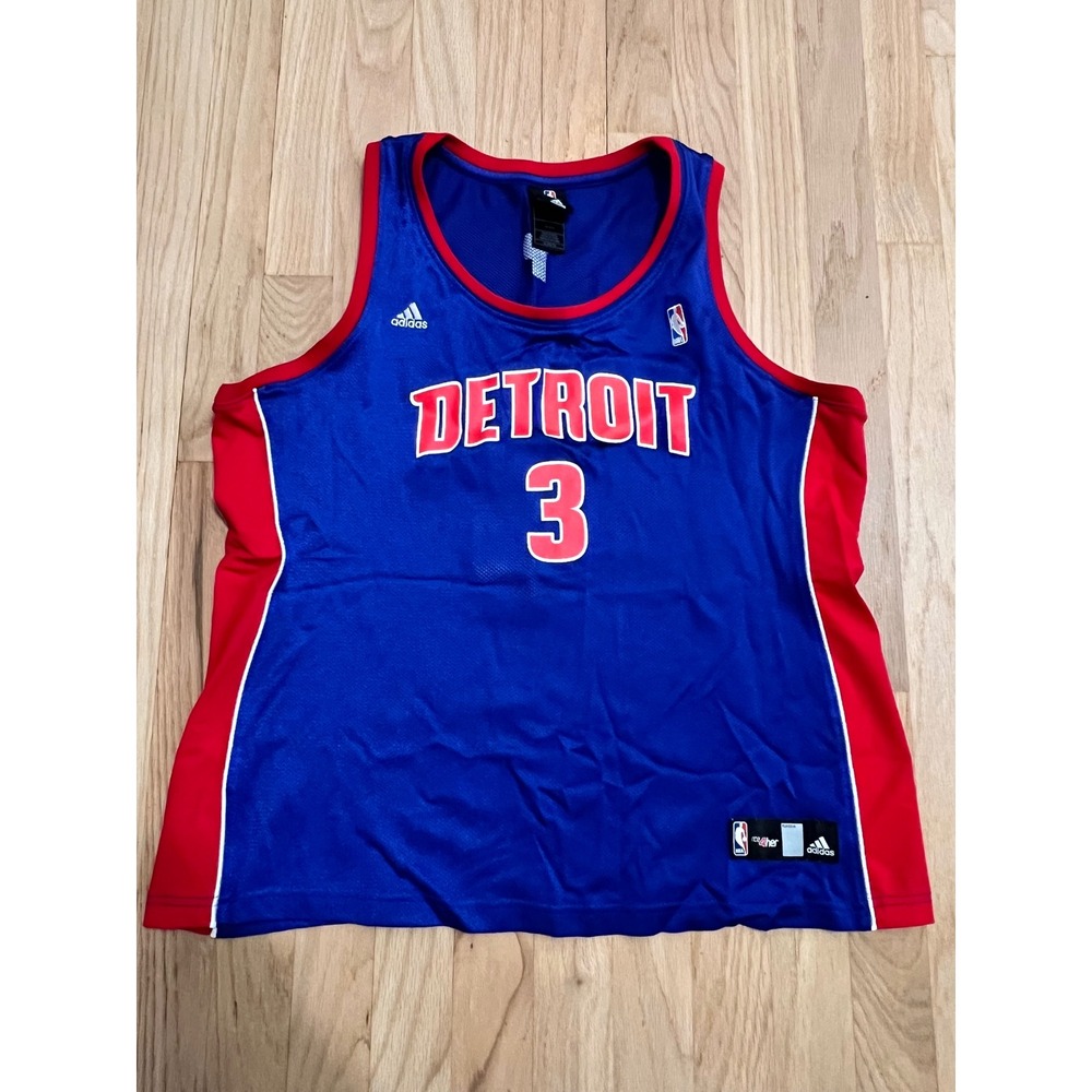 Adidas Detroit Pistons Rodney Stuckey 3 NBA Jersey Blue Red Mens XL 7992W 06